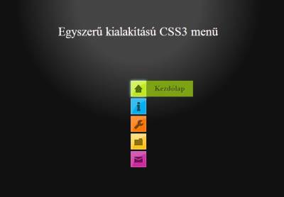 Menü megjelenése az első menüpont megnyitásával Menü megjelenése az első menüpont megnyitásával